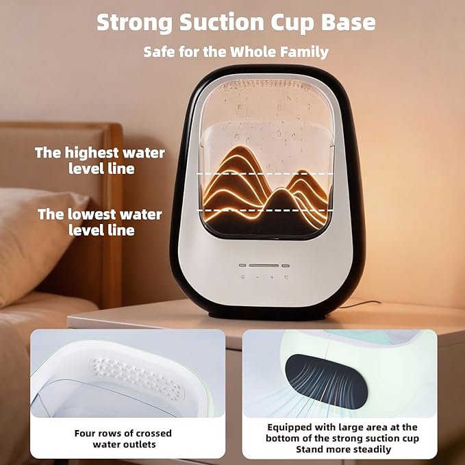8-in-1 White Noise Sound Machine with Night Light, Help Stress Relief, Waterfall Design Essential Oil Diffuser Rain Sound Machine with Humidifier for Bedroom Office Decor Gift, Black