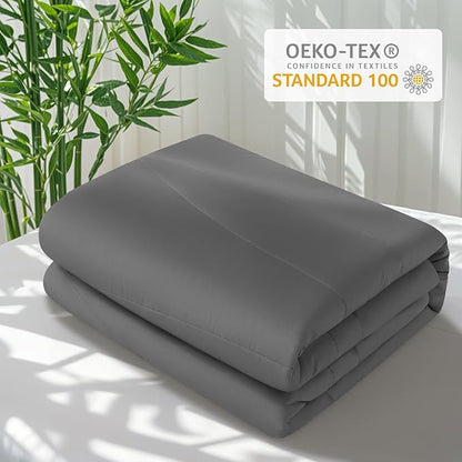 Rwlvpe Cooling Comforter King Size, 100% Rayon Derived from Bamboo Shell, Cooling Blanket for Hot Sleepers, Q-Max>0.48 Breathable Bamboo Fill Duvet Insert (106"x90", Dark Gray)