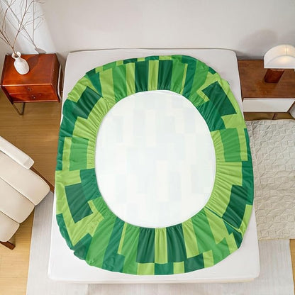 Pixel Grid Kids Twin Size Fitted Sheet,Video Games Plaid Lattice Boys Girls Bed Sheets,Geometric Check Abstract Room Decor,Green Bedding Set,1 Pillowcase(No Flat)