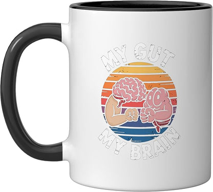 Relaxation Breathing Vagus Nerve Stimulation Stress Relief Ceramic Mug, Black/White