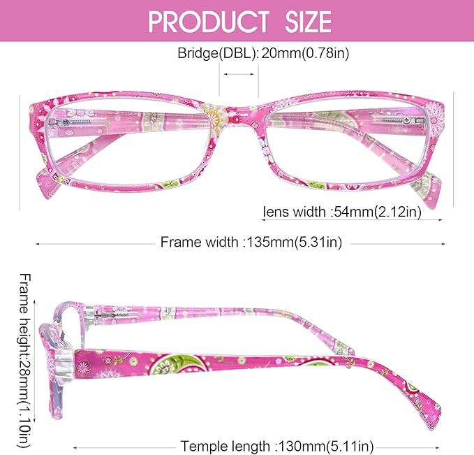 Henotin 6-Pack Reading Glasses Blue Light Blocking Anti Eyestrain Computer Reading Glasses for Women and Men Readers (Mix Color-D, 1.25, Diopters)