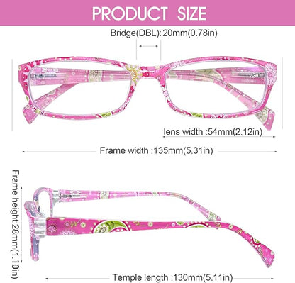Henotin 6-Pack Reading Glasses Blue Light Blocking Anti Eyestrain Computer Reading Glasses for Women and Men Readers (Mix Color-D, 1.25, Diopters)