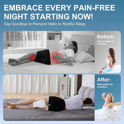 Knee Pillow for Side Sleepers,Leg Pillows for Sciatica,Knees,HIPS,Joints Between Legs,Back Pain Relief When Side Sleeping Spine Alignment Support for Knee Surgery Recovery,White