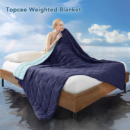 Topcee Weighted Blanket for Adults (20 lbs, 60" x 80") Queen Size Soft Cooling Heavy Blanket Sleeping, Apply to 190-210 lbs Body, Thick Breathable Blanket with Glass Bead, Easy Care