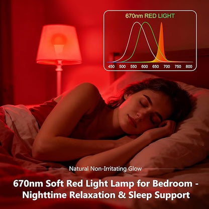 Red Light Bulb, 670nm Deep Red Light Bulbs for Sleep Improvement & Relaxation, Blue Light Blocking Sleep Aid Lamp with 7W E26 Base for Bedroom, Meditation, Yoga, Travel