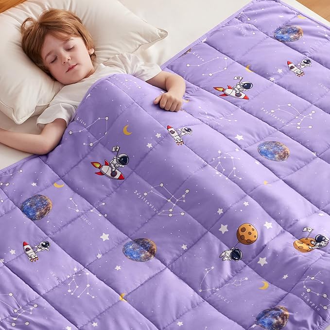 anfie Weighted Blanket Kids(36"x48" 3lbs) Weighted Blanket Cooling Blanket for Sleeping,Throw Size Breathable Blanket with Premium Glass Bead(Space Purple)