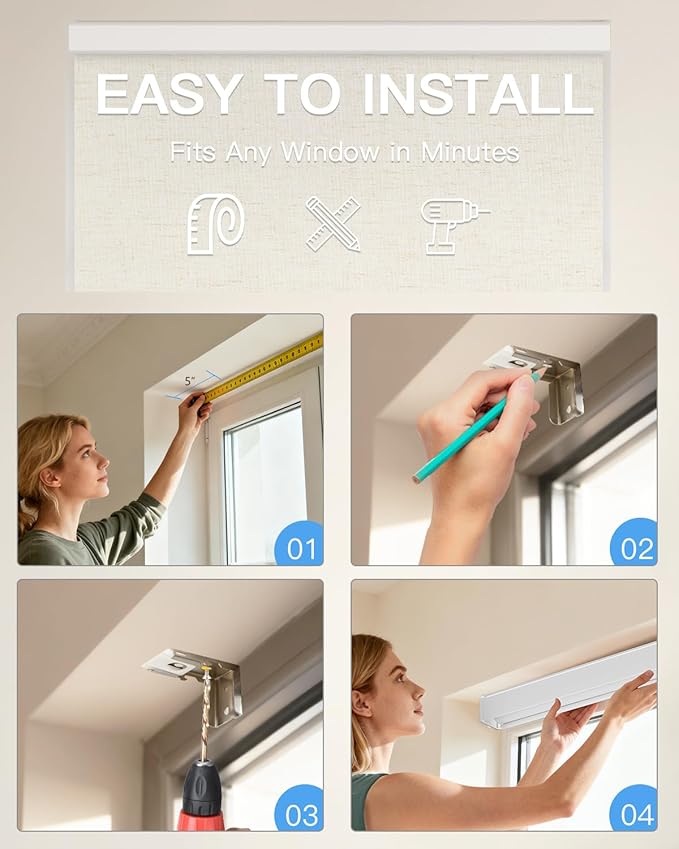 Motorized Roller Shade with Remote Control, Blackout Electric Shade for Windows Compatible with Alexa Google via Hub, Rechargeable Smart Window Blind Customized Size (Texture Beige)
