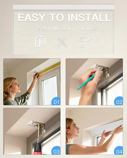 Motorized Roller Shade with Remote Control, Blackout Electric Shade for Windows Compatible with Alexa Google via Hub, Rechargeable Smart Window Blind Customized Size (Texture Beige)