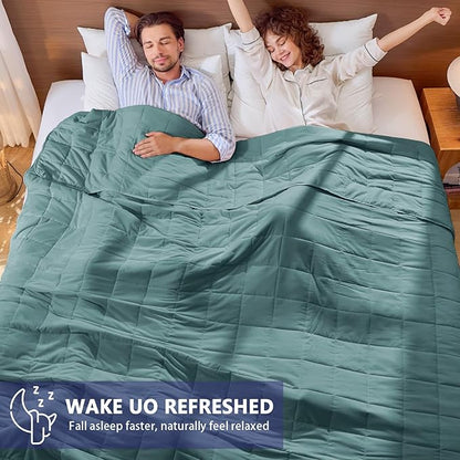yescool Weighted Blanket for Adults (20 lbs, 88” x 104”, Teal) Cooling Heavy Blanket for Sleeping Perfect for 190-210 lbs, Queen Size Breathable Blanket with Premium Glass Bead, Machine Washable