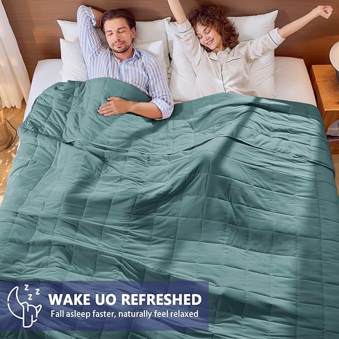 yescool King Size Weighted Blanket for Adults (25 lbs, 80” x 87”, Teal) Cooling Heavy Blanket for Sleeping Perfect for 240-260 lbs, Breathable Blanket for Adults & Couple All Season, Machine Washable