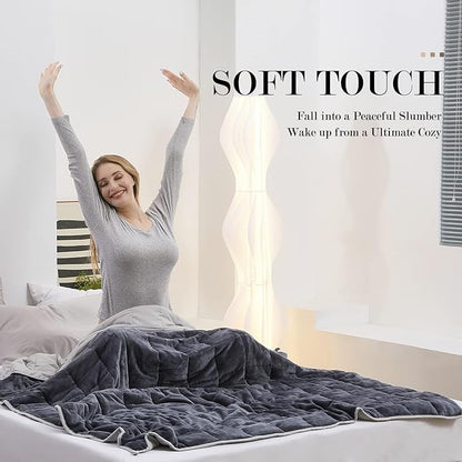 Satwip Weighted Blanket 10 Pounds Grey Fuzzy Warm Flannel Bed Blanket for Adults with Soft Breathable Sanded, 48 x 72 inches, Grey