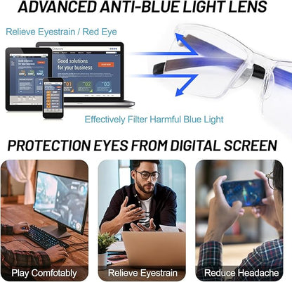 4 Pairs Clear Reading Glasses 2.5 for Women Men's Lightweight Blue Light Blocking Readers 1.00 1.25 1.50 1.75 2.00 2.25 2.50 2.75 3.00 3.5 4.00