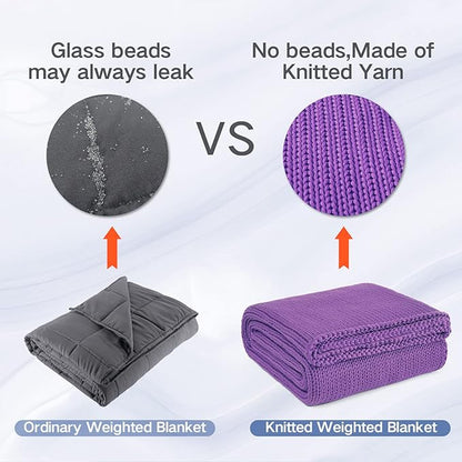 Guohaoi Knitted Weighted Blanket for Adults (Purple 48"x72" 12lbs) No Beads Cooling Throw Blanket for Hot Sleepers, Home Decor Breathable Chunky Knit Heavy Blanket Use on Full Size Bed