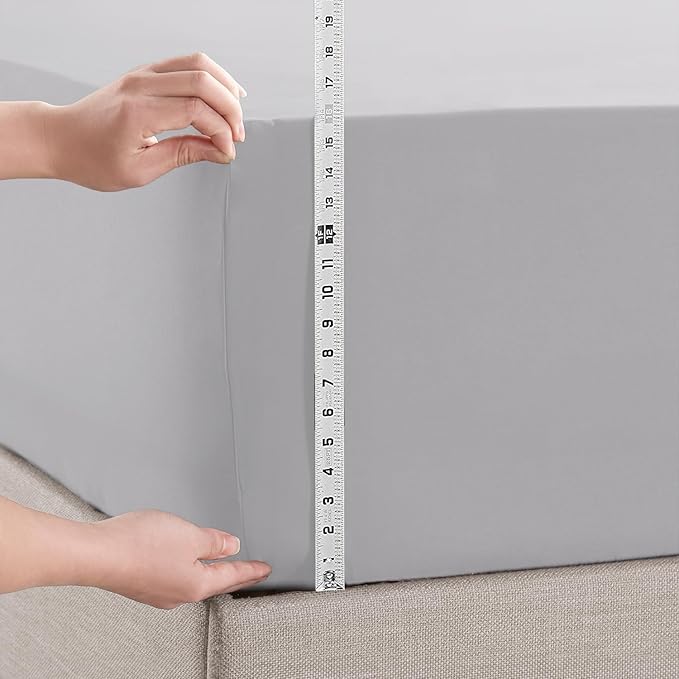 Empyrean California King Fitted Sheet - Deep Pocket, Fits 14-16 Inch Mattress, Ultra Soft Microfiber, Wrinkle-Free & Fade Resistant, Shrinkproof Sheet, Grey Lavender