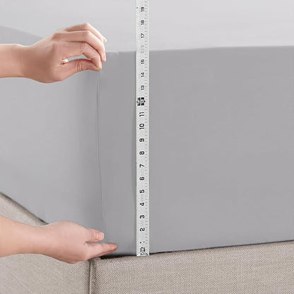 Empyrean California King Fitted Sheet - Deep Pocket, Fits 14-16 Inch Mattress, Ultra Soft Microfiber, Wrinkle-Free & Fade Resistant, Shrinkproof Sheet, Grey Lavender