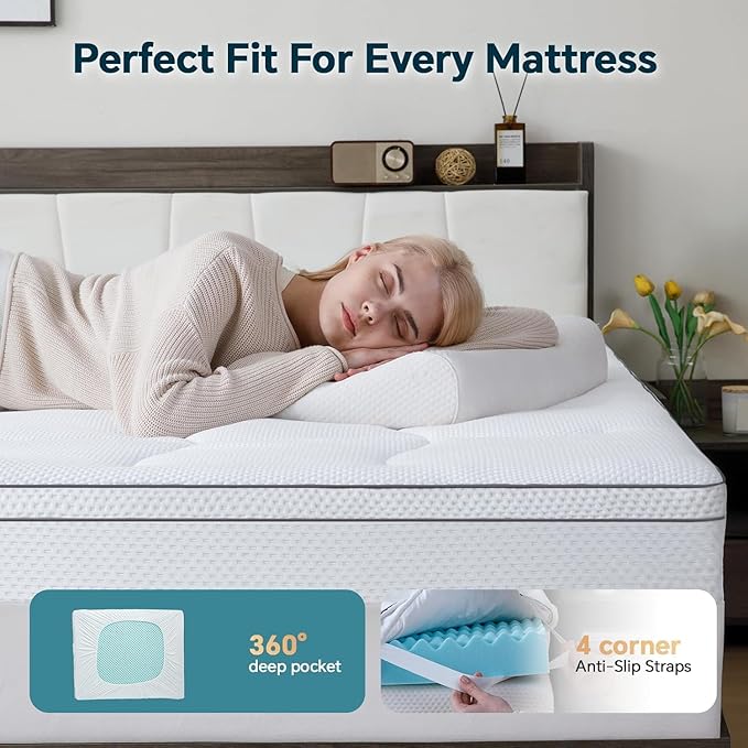 4 Inch Memory Foam Mattress Topper Twin Size - Dual Layer 3 Inch Cooling Gel Memory Pad and 1 Inch Pillow Top Mattress Cover for Back Pain - 54" x 75" x 4"