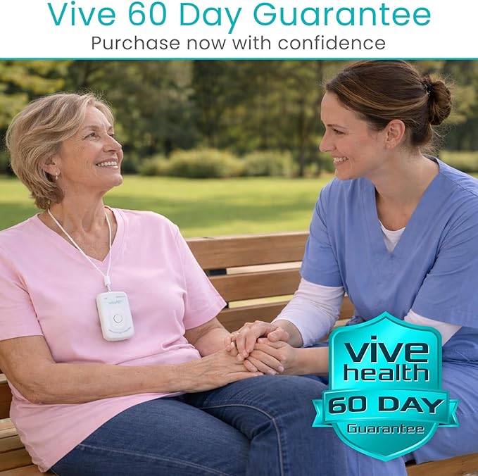 Vive Wireless Call Button - Emergency Alert System for Patients - Smart Portable Medical Panic Button - Notifies Nurse or Caretaker When Elderly Senior Needs Help - Perfect for Home Wander Prevention