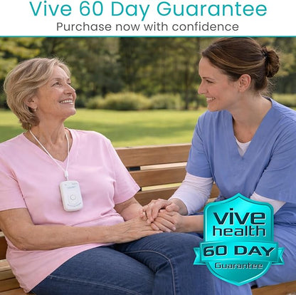 Vive Wireless Call Button - Emergency Alert System for Patients - Smart Portable Medical Panic Button - Notifies Nurse or Caretaker When Elderly Senior Needs Help - Perfect for Home Wander Prevention