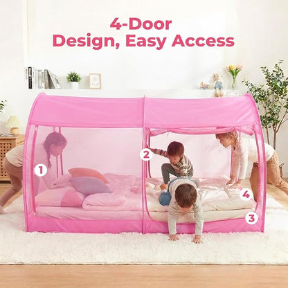 LEEDOR® Bed Tent Dream Tents Bed Canopy Shelter Cabin Indoor Privacy Warm Breathable Pop Up Twin/Full/Queen for Kids and Adult Patent Pending(Mattress Not Included)