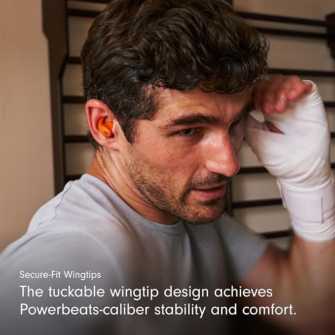 Beats - Powerbeats Fit - Wireless Noise-Cancelling Workout Earbuds with Ultimate Secure Fit with USB-C Charging Cable (1.5m) - Spark Orange