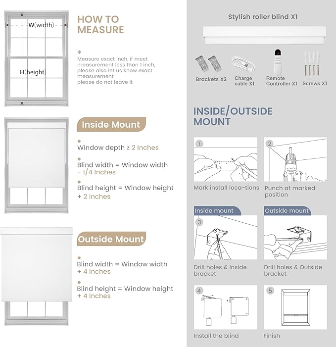 Boolegon Motorized Roller Blinds with Remote Control,Light Filtering Linen Fabric-Matched Automatic Roller Shades for Windows,Rechargeable Electric Window Shades for Home,Office,Beige,Custom Now