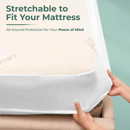 Memory Foam Mattress Protector - Organic Cotton, Eco-Friendly Greenshield Water Resistance, Kool-Flow Breathable Stretch Fabric, All USA Made, Best for Pillow-Top & Bed Topper Pads: California King