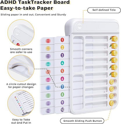 Chores Chart for Kids to Do List Checklist Chore Board ADHD Tools Magnetic Chore Chart with Sliders and Magnetic Marker for Fridge 2PCS White Chore Chart