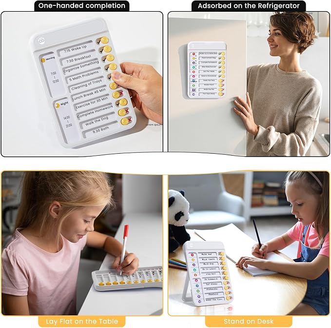 Chores Chart for Kids to Do List Checklist Chore Board ADHD Tools Magnetic Chore Chart with Sliders and Magnetic Marker for Fridge 2PCS White Chore Chart