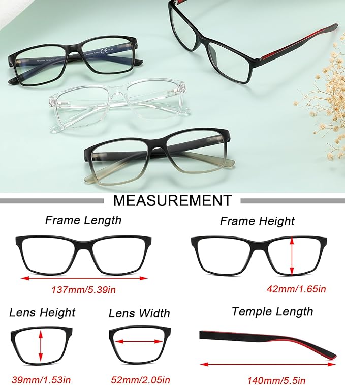 Blue Light Blocking Reading Glasses for Men,4 Pack Stylish Computer 3.5 Readers with Spring Hinges,Anti Glare/Eye Strain Filter UV Ray Magnigying Reader Eyeglasses,+3.5 Magnification Strength