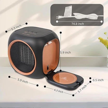 Space Heater with Mug Warmer, Electric Space Heaters for Indoor Use with Thermostatc, Candle Warmer Pate for Bedroom, Office, Large Room Use