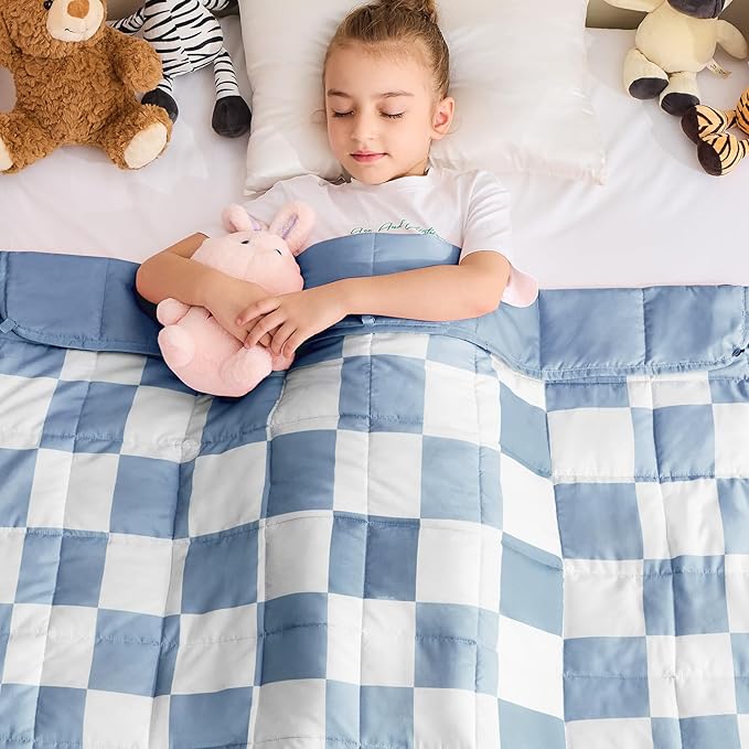 yescool Blue Checkered Weighted Blanket 7 Pounds Plaid Weighted Throw Blanket, Heavy Blanket for Sleeping, Tartan Bed Throw Blanket Gift for 60-80lbs, 40"x60"