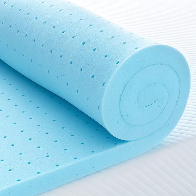 Maxzzz Twin Mattress Topper,2 Inch Ventilated Design Memory Foam Queen Mattress Topper,Cooling Gel Infused Swirl Foam Pad for Pressure Relief Back Pain, CertiPUR-US Certified