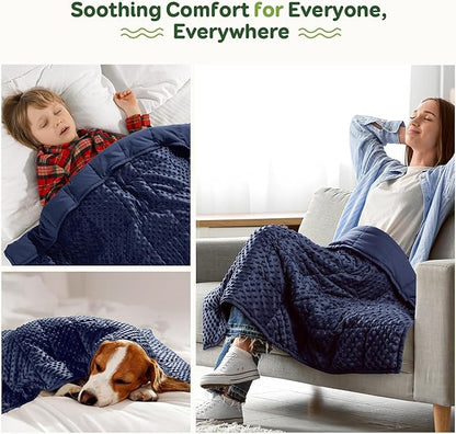 Sivio Weighted Blanket, Minky Dots Weighted Blankets,Soft and Cozy Cooling Heavy Blanket, Calm and Nap, School and Home, 7lbs, 36 x 48inches, Navy Blue