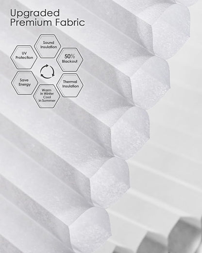 Yoolax Smart Cellular Shades, Motorized Elongated Arch Honeycomb Blind Motorized Blinds with Remote Compatible with Alexa, Customized Elongated Arch Cellular Shades (Half Shading White)