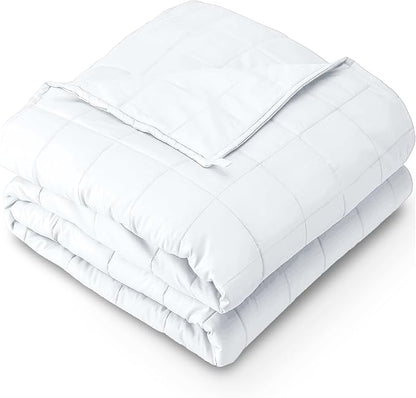 Bare Home Weighted Blanket Queen Size 17lbs (60" x 80") for Adults - All-Natural 100% Cotton - Premium Heavy Blanket Nontoxic Glass Beads (White, 60"x80")