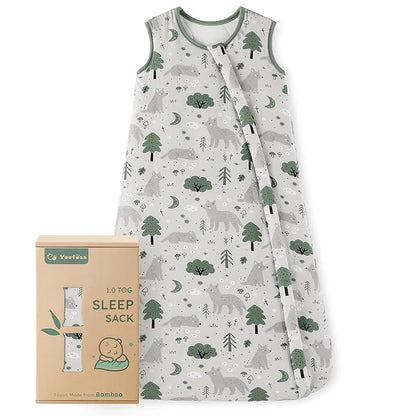 Yoofoss Rayon Made from Bamboo Baby Sleep Sack 6-12 Months 1.0 Tog Baby Wearable Blanket, Super Soft Infant Toddler Sleeping Sack 2-Way Zipper