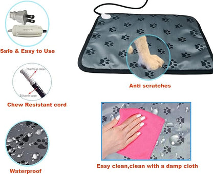 Pet Heating pad Outdoor Small Dog cat Heating pad Heated ped beds for Outside Dogs House Heater Electric Warming pad for Puppies with Timer,Chew Resistant Cord,Easy Clean,Waterproof