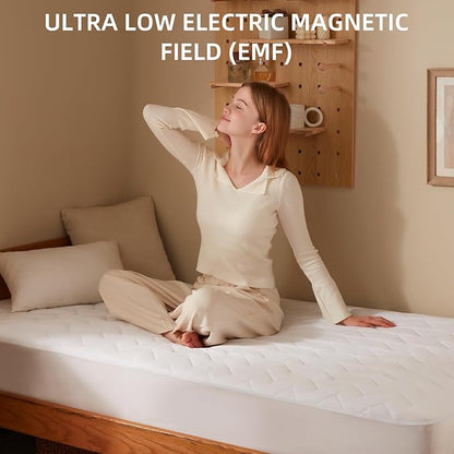 Bwarm Premium Multi-Zone Electric Heated Mattress Pad Twin Size, 39" x 75", 9 Heat Settings, 1-12 Hours Auto Off, Individual Body and Feet Settings, Removable Comfort Layer, Machine Washable