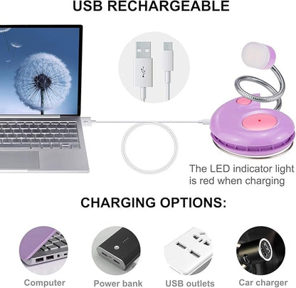 LUXSWAY Rechargeable Reading Light for Kids, LED Book Light with Magnetic Clip and Flexible Gooseneck, Cute Amber Bookmark Light - Violet