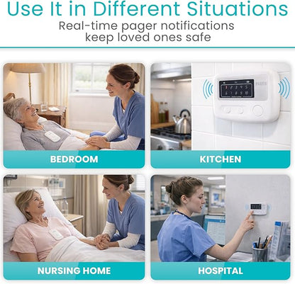 Vive Wireless Call Button - Emergency Alert System for Patients - Smart Portable Medical Panic Button - Notifies Nurse or Caretaker When Elderly Senior Needs Help - Perfect for Home Wander Prevention