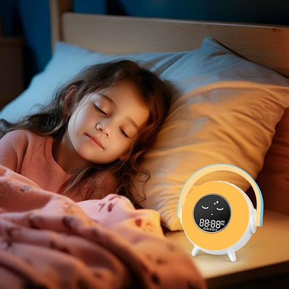 Alarm Clock with RGB Light,Night Light,Cute Smiley Face Display, Bluetooth Compatible,Sound Machine and OK to Wake Alarm Clock for Toddlers and Kids (Gradient)
