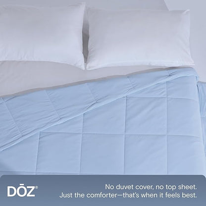 DOZ Lightweight Cooling Comforter, Cooling Blanket for Hot Sleepers and Night Sweats, Q-Max Over 0.4, Cool to The Touch Cover, Breathable, Soft, 90"x90", Glacier, Full/Queen