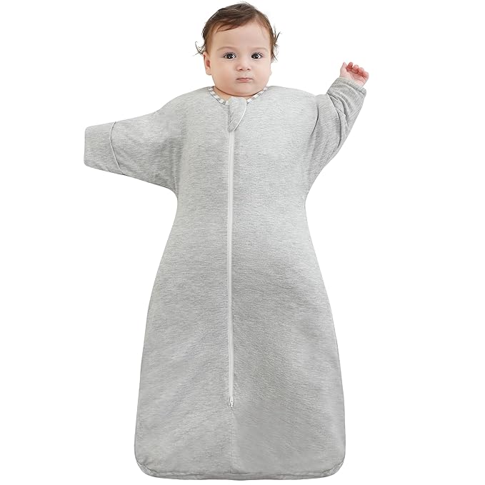 PuppyPaws Baby Sleep Sack 1.5 TOG, Transitional Swaddle with Arms Up Length Sleeves and Mitten Cuffs, Sleep Sack 6-9 Months, Wearable Blanket Baby, 95% Rayon derived from Bamboo, 5% Spandex
