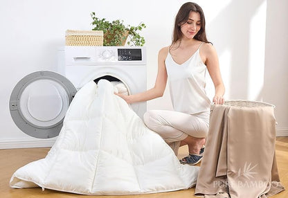 Pure Bamboo Duvet Insert King Size (106x92 in) - Ultra Soft Quilted Duvet Insert with 8 Corner & Side Loops, Double Stitching, Satin Piping - Luxuriously Soft (King, Lightweight)