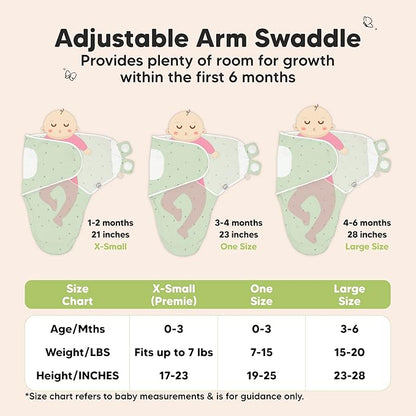 3-Pack Organic Baby Swaddle Sleep Sacks - Swaddles for Newborns, Infant 0-3 Months, Baby Girls, Boys, Soft & Snug Newborn Sleep Sack, Nursery Swaddling Blankets (Bunnies, XS)