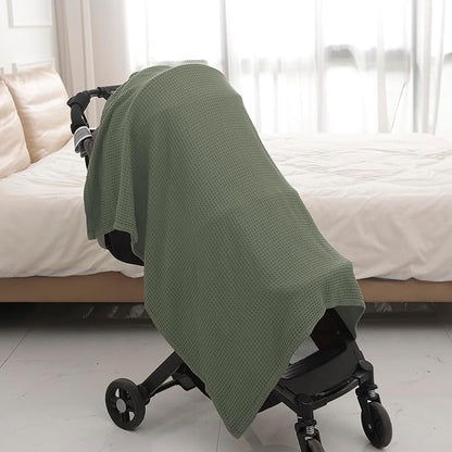 36” X 40” Inches Cooling Baby Waffle Weave Blanket, Ultra-Soft Lightweight Receiving Blanket for Newborn, Breathable Comfortable Baby Swaddle Blanket for Boys and Girls(Sage)