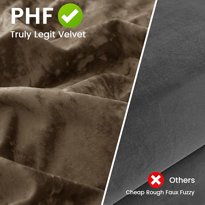 PHF Truly Velvet Throw Pillow Covers, 24"x24", No Insert, 2 Pack Color Gradient Cushion Covers, Ultra Soft Cozy Square Covers Shell for Luxurious Home Decorative, No Shedding, No Pilling, Khaki