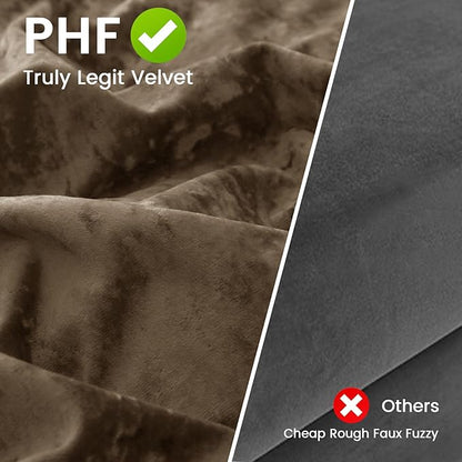 PHF Truly Velvet Throw Pillow Covers, 24"x24", No Insert, 2 Pack Color Gradient Cushion Covers, Ultra Soft Cozy Square Covers Shell for Luxurious Home Decorative, No Shedding, No Pilling, Khaki