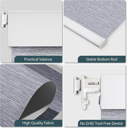 Motorized Blinds No Drill Automatic Blinds for Windows Cordless Roller Shades Electric Blinds with Remote Control Smart Blinds (Grey, 34.5 x 72)