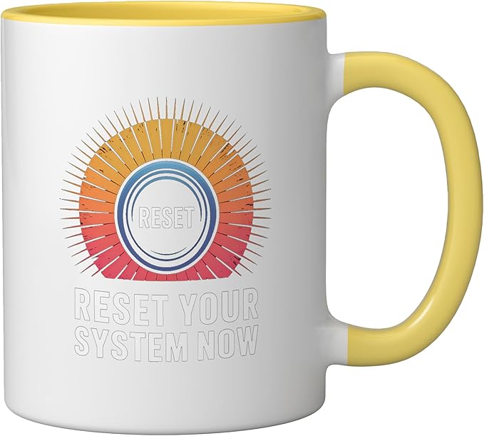 Relaxation Breathing Vagus Nerve Stimulation, Stress Relief Ceramic Mug, Yellow/White